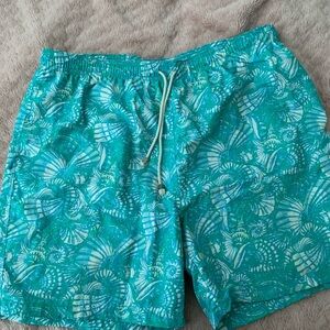 Turquoise Seashell Print Swim Shorts